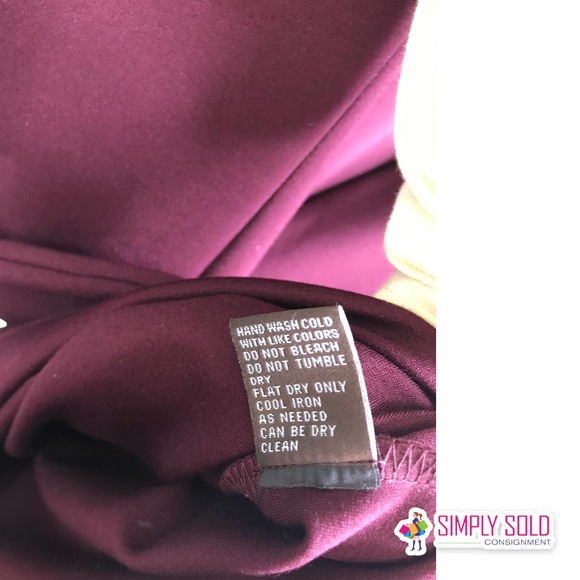 J. Mclaughlin Women A-Line Midi Dress Long Sleeve V-Neck Burgundy Bow Stretch S - Picture 9 of 10